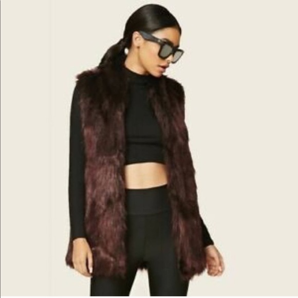 Sebby • Faux Fur Burgundy Vest - Picture 1 of 5